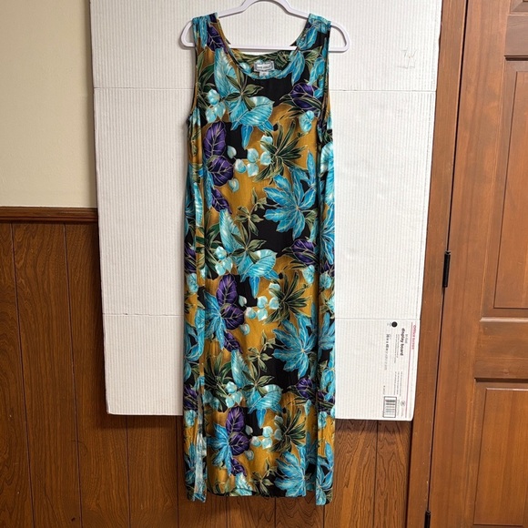 Jane Ashley Dresses & Skirts - Jane Ashley Tropical Floral Maxi Dress - Blue, Purple, Gold Size Large
